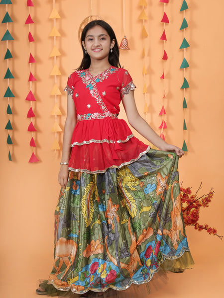 NEW DESIGNER KEDIYA STYLE LAHENGAA SET FULLY STTICHED OC-187 Green