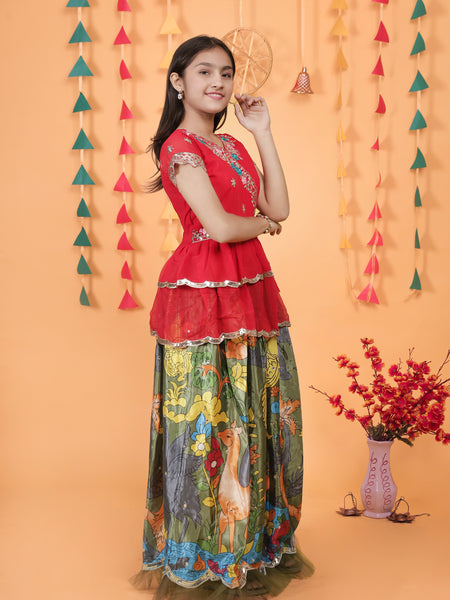 NEW DESIGNER KEDIYA STYLE LAHENGAA SET FULLY STTICHED OC-187 Green