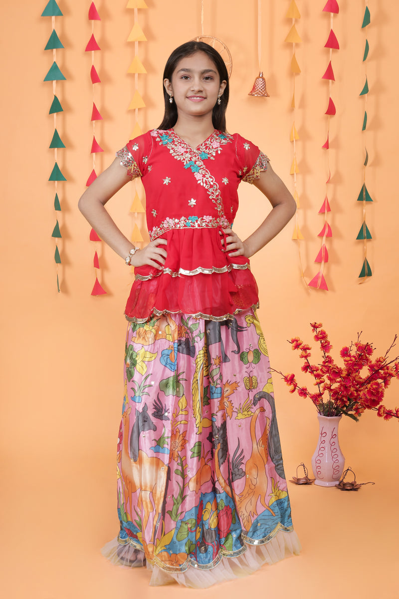 NEW DESIGNER KEDIYA STYLE LAHENGAA SET FULLY STTICHED OC-187 Pink