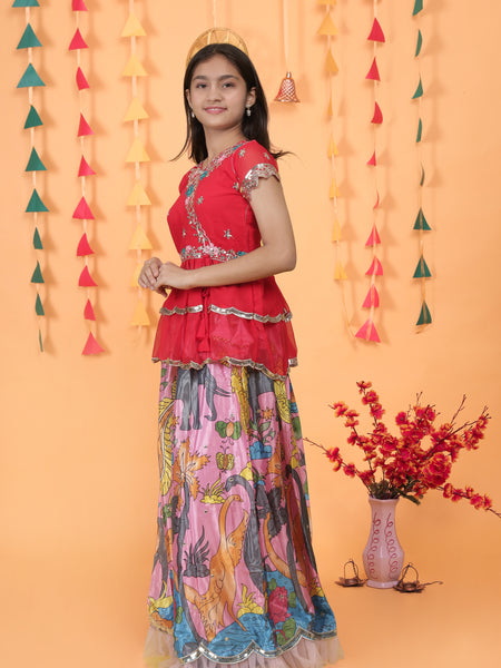 NEW DESIGNER KEDIYA STYLE LAHENGAA SET FULLY STTICHED OC-187 Pink