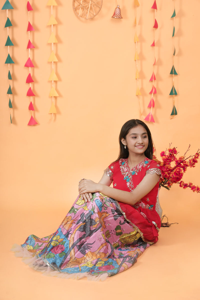 NEW DESIGNER KEDIYA STYLE LAHENGAA SET FULLY STTICHED OC-187 Pink