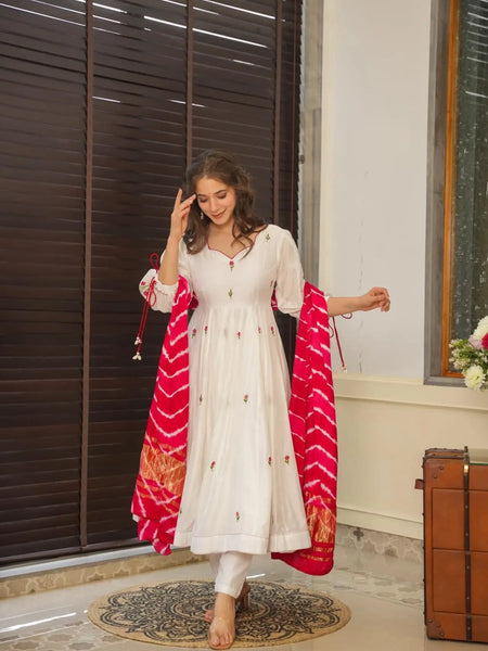 TANIYA'S WHITE PREMIUM QUALITY SUIT SET