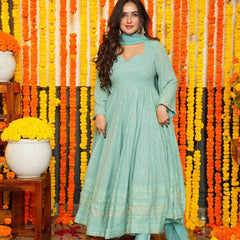 NIGHT ASHLEY SKY COLOR GEORGETTE EMBROIDERED SUIT SET TD-120