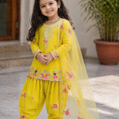 Premium Trending Kids Top Salwar And Dupatta Set