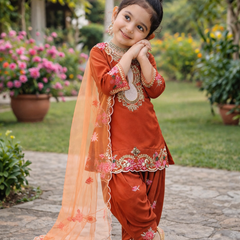 Premium Trending Kids Top Salwar And Dupatta Set