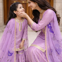 Premium Mom-Daughter Combo Top Sharara And Dupatta Sets