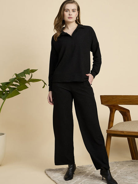 Black Cotton Blend Outwear Cord Set