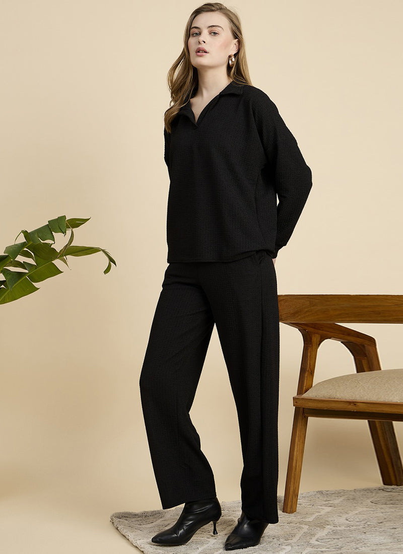 Black Cotton Blend Outwear Cord Set
