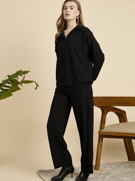 Black Cotton Blend Outwear Cord Set
