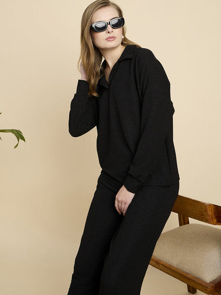 Black Cotton Blend Outwear Cord Set