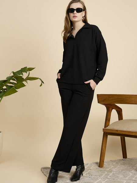 Black Cotton Blend Outwear Cord Set