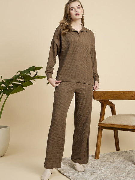 Brown Cotton Blend Outwear Cord Set