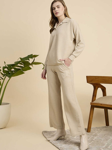 Cream Cotton Blend Outwear Cord Set