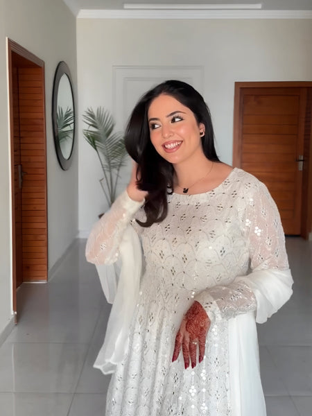 Aafia Waite Faux Blooming Anarkali Style Sarara Suit Set