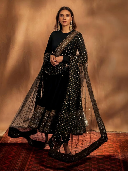 Aditi Premium Black Anarkali Suit Set