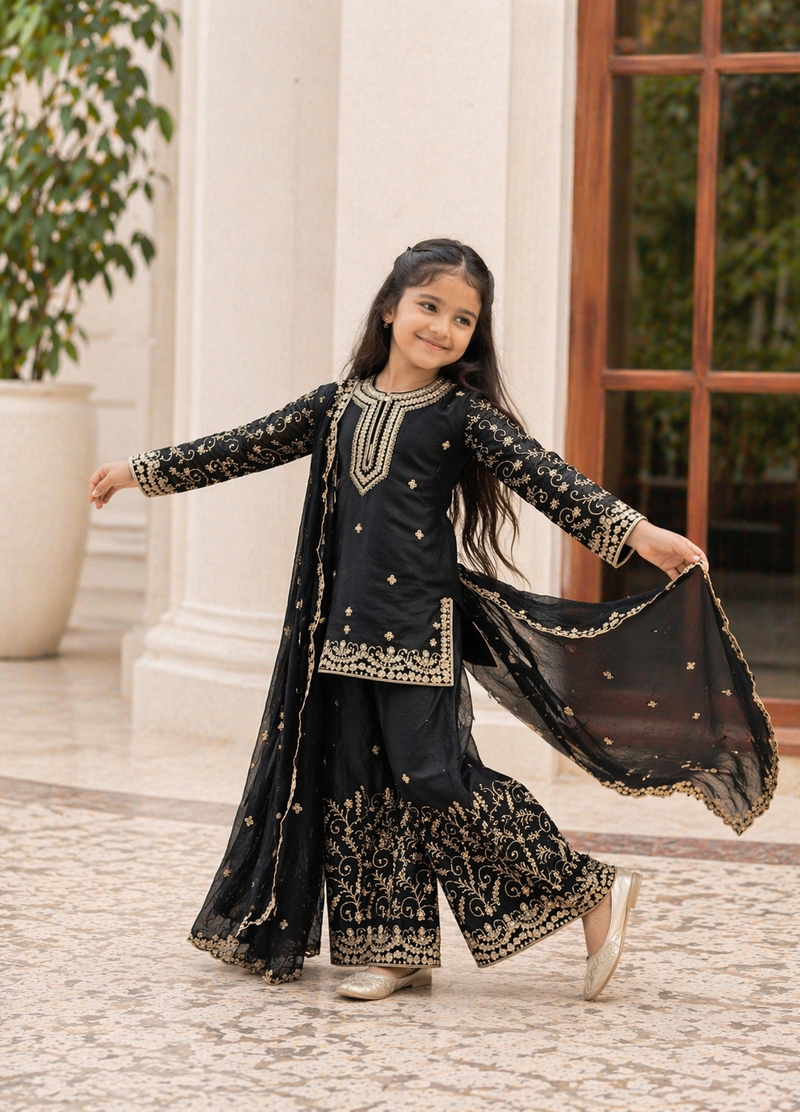 Premium Beautiful Kids Top Sharara And Dupatta Set