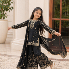 Premium Beautiful Kids Top Sharara And Dupatta Set