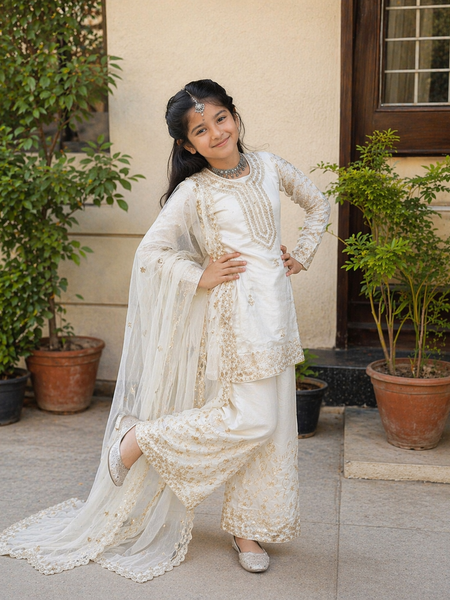 Premium Beautiful Kids Top Sharara And Dupatta Set
