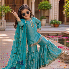 Premium Beautiful Kids Top Sharara And Dupatta Set