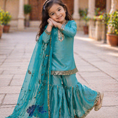Premium Beautiful Kids Top Sharara And Dupatta Set