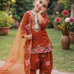 Premium Trending Kids Top Salwar And Dupatta Set