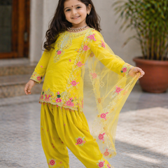 Premium Trending Kids Top Salwar And Dupatta Set