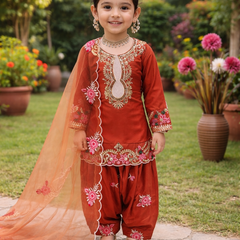 Premium Trending Kids Top Salwar And Dupatta Set
