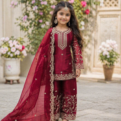 Premium Beautiful Kids Top Sharara And Dupatta Set