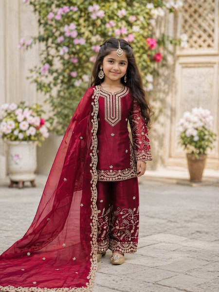 Premium Beautiful Kids Top Sharara And Dupatta Set