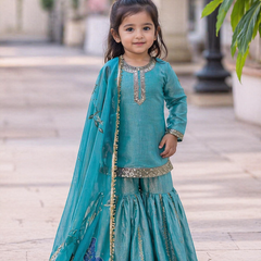Premium Beautiful Kids Top Sharara And Dupatta Set