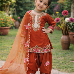 Premium Trending Kids Top Salwar And Dupatta Set