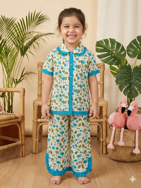 Cute Cotton Kids Night Suit for Girls | Soft & Comfortable Printed Sleepwear