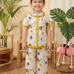 Girls Cotton Night Suit Set | Cute Printed Kids Sleepwear Night Dress