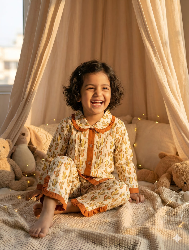 Cute Cotton Kids Night Suit for Girls | Soft & Comfortable Printed Sleepwear