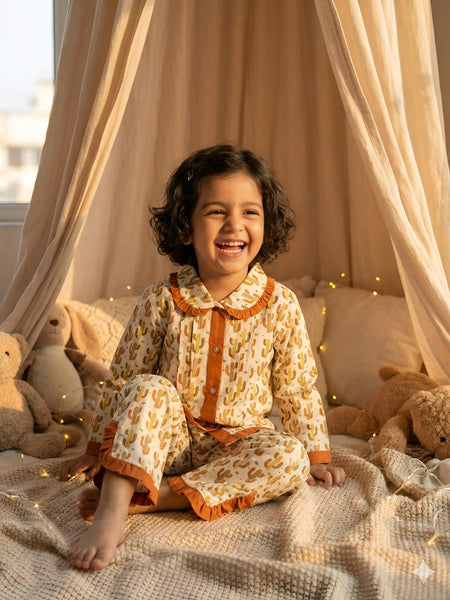 Cute Cotton Kids Night Suit for Girls | Soft & Comfortable Printed Sleepwear