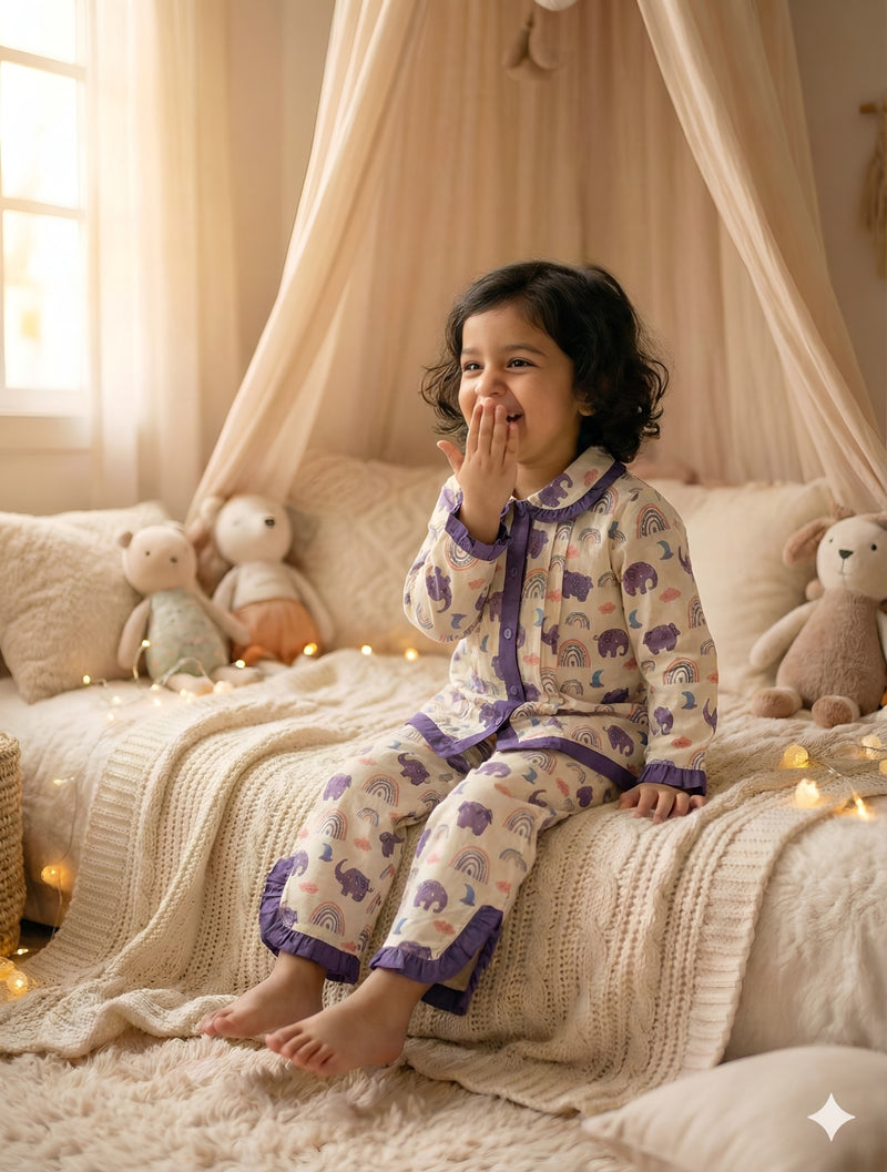 Soft Cotton Kids Nightwear Set | Stylish Girls Night Suit for Comfortable Sleep