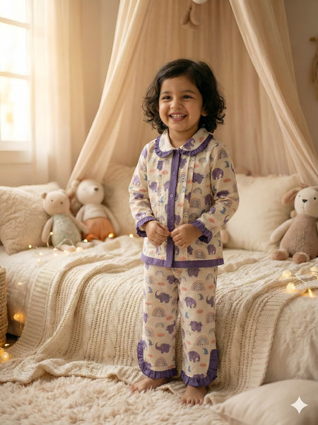 Soft Cotton Kids Nightwear Set | Stylish Girls Night Suit for Comfortable Sleep