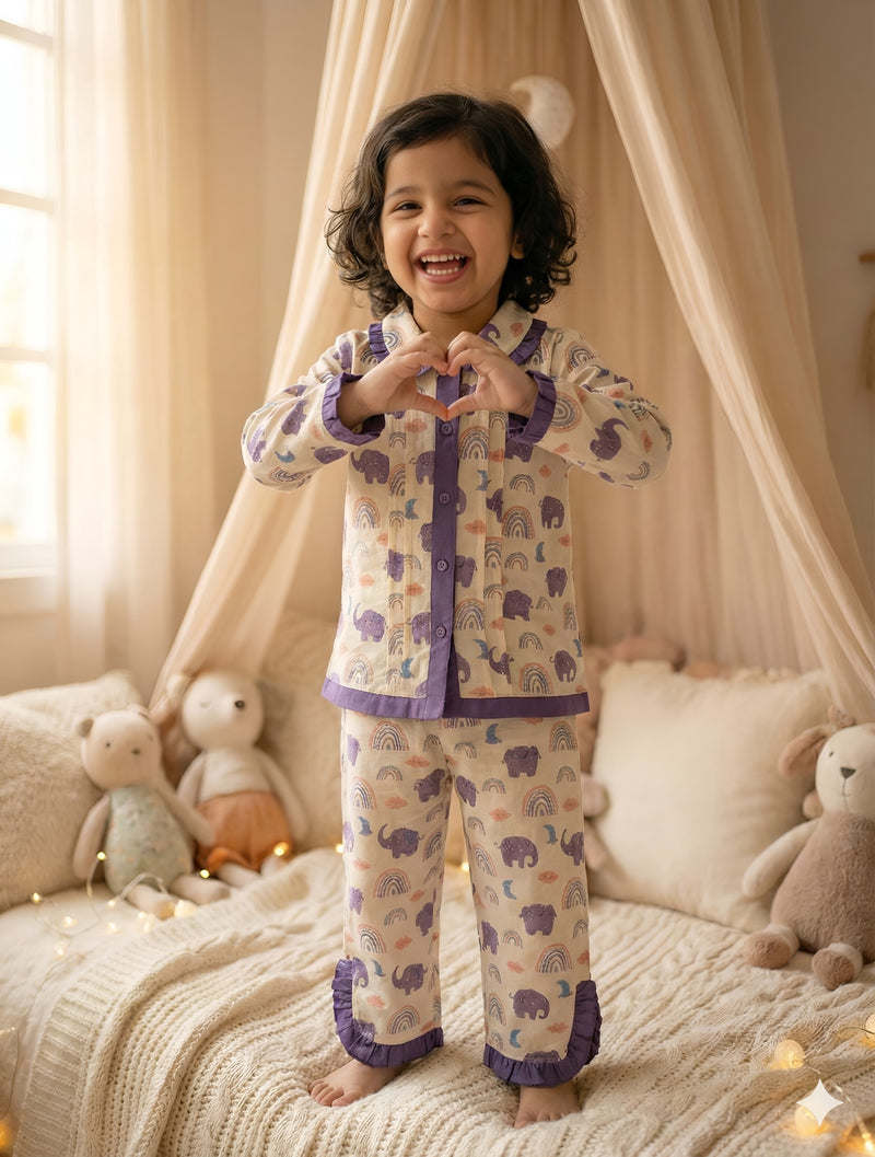 Soft Cotton Kids Nightwear Set | Stylish Girls Night Suit for Comfortable Sleep