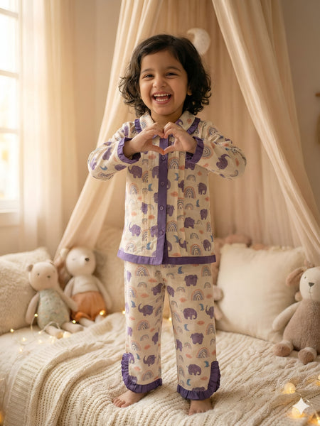 Soft Cotton Kids Nightwear Set | Stylish Girls Night Suit for Comfortable Sleep