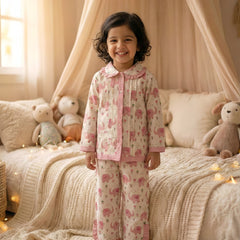 Cute Printed Girls Night Suit | Premium Cotton Kids Sleepwear Set