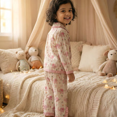 Cute Printed Girls Night Suit | Premium Cotton Kids Sleepwear Set