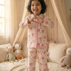 Cute Printed Girls Night Suit | Premium Cotton Kids Sleepwear Set