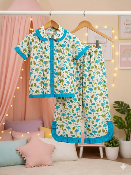 Cute Cotton Kids Night Suit for Girls | Soft & Comfortable Printed Sleepwear