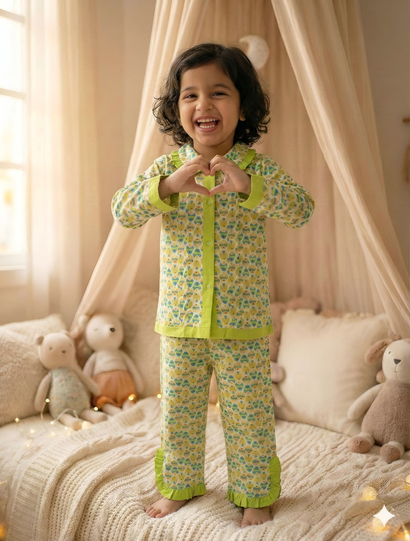 Cute Cotton Kids Night Suit for Girls | Soft & Comfortable Printed Sleepwear
