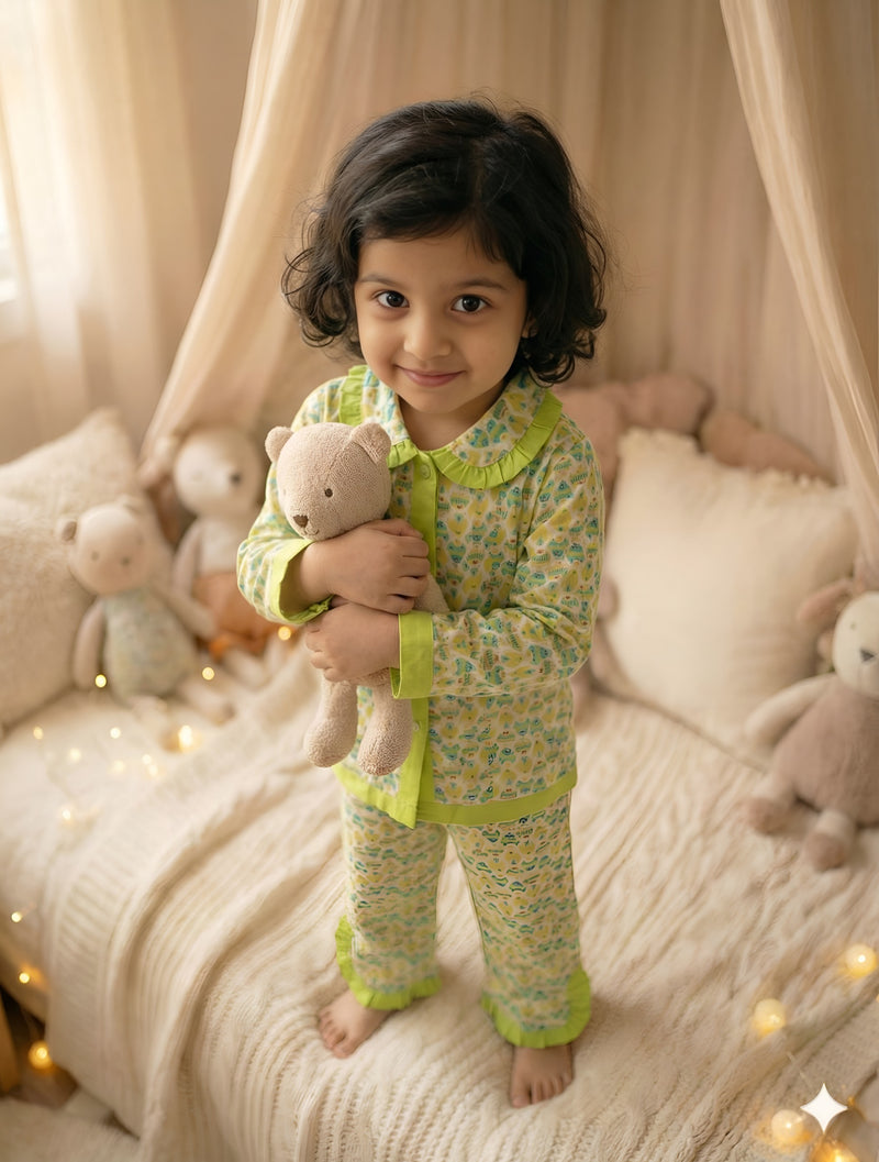 Cute Cotton Kids Night Suit for Girls | Soft & Comfortable Printed Sleepwear