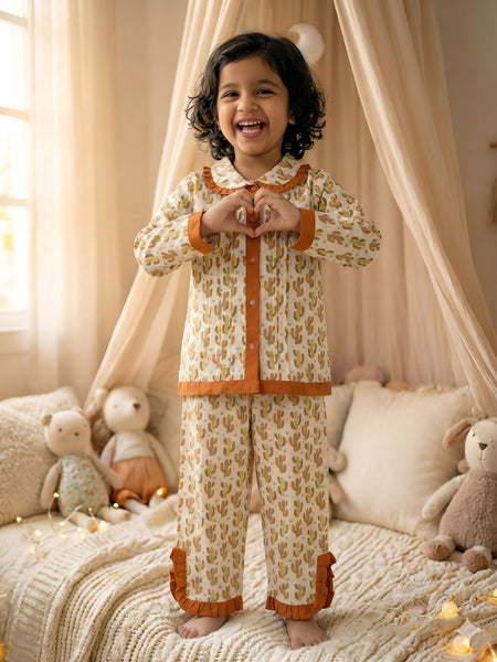Cute Cotton Kids Night Suit for Girls | Soft & Comfortable Printed Sleepwear