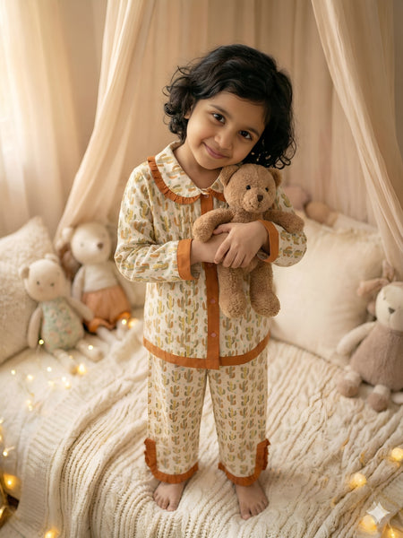 Cute Cotton Kids Night Suit for Girls | Soft & Comfortable Printed Sleepwear