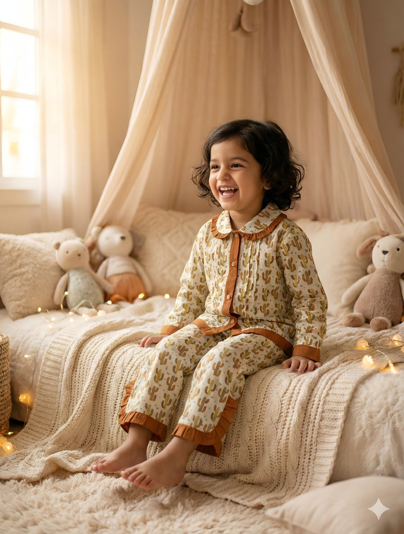 Cute Cotton Kids Night Suit for Girls | Soft & Comfortable Printed Sleepwear