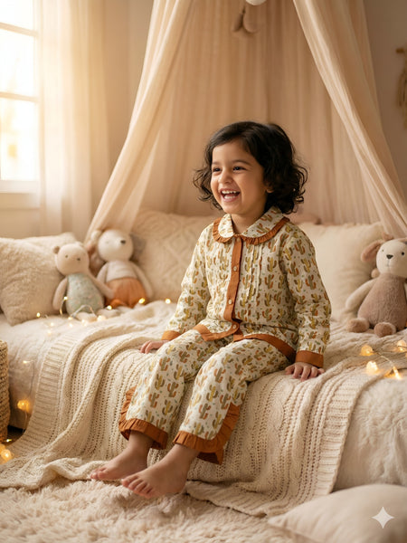 Cute Cotton Kids Night Suit for Girls | Soft & Comfortable Printed Sleepwear