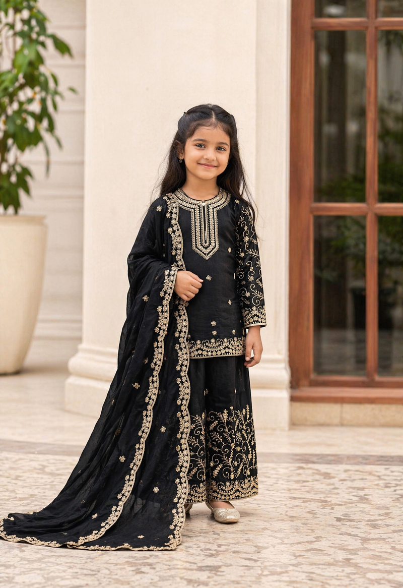 Premium Beautiful Kids Top Sharara And Dupatta Set